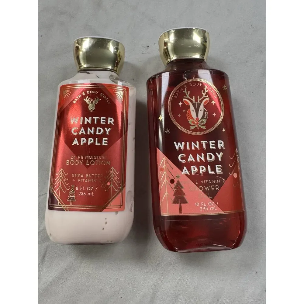 Bath & Body Works Winter Candy Apple Lotion & Shower Gel Set New Lot of 2